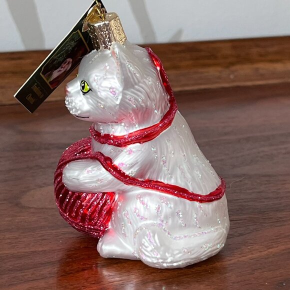 Merck Family's Old World Christmas Playful Kitten Cat & Yarn Glass Ornament 2004 - Picture 3 of 10